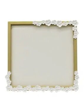 Floral Accent Square Pin Board in Gold and White